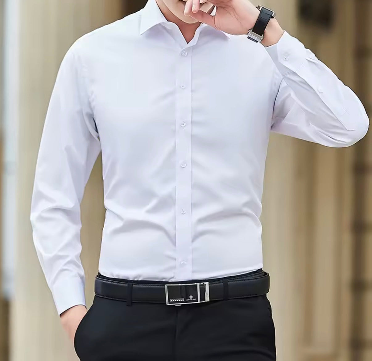 Camicia da Uomo,da lavoro in tinta unita taglie forti,moda classica,basic casual slim,camicia a maniche lunghe